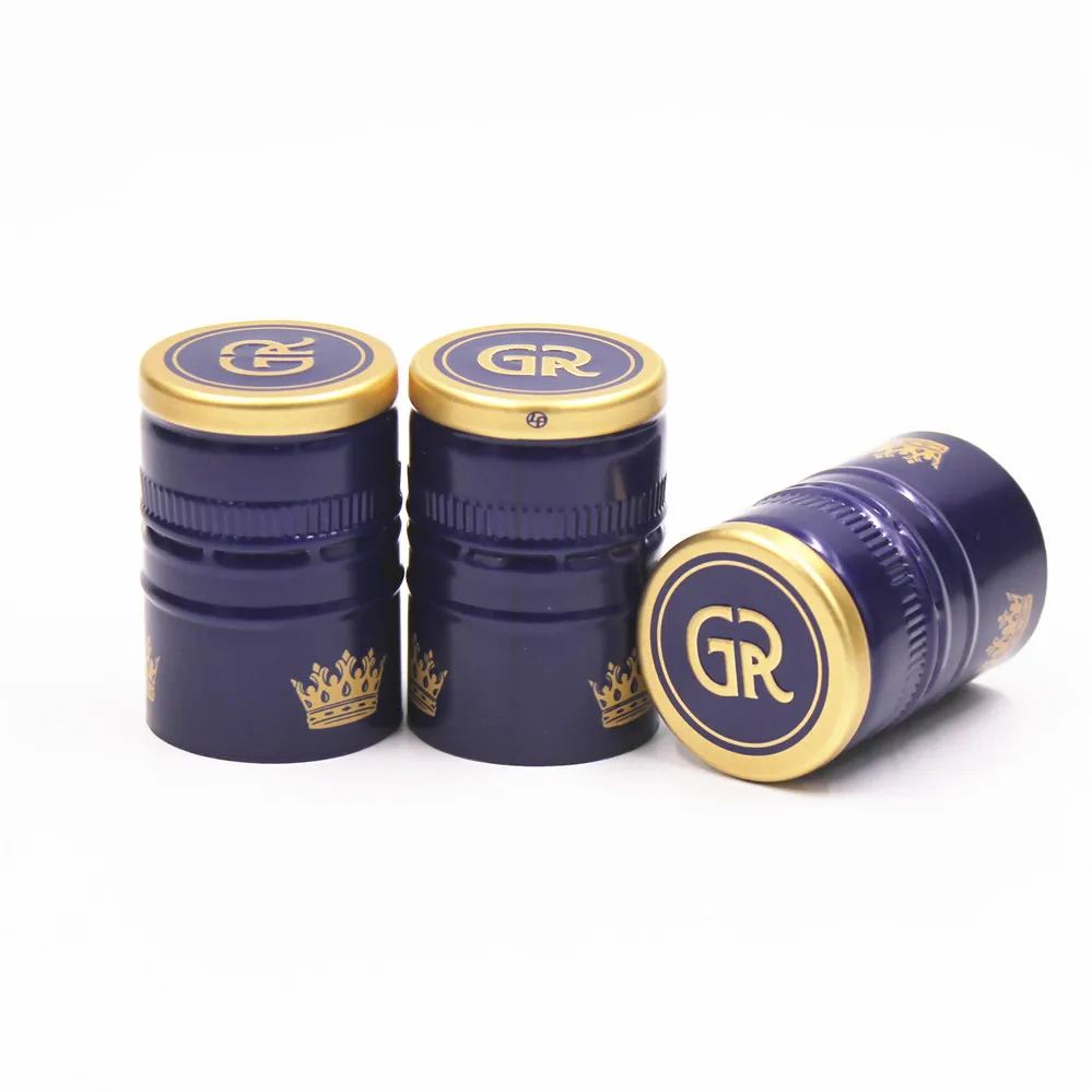 30x44mm Black Color Top Printed Embossed Logo Aluminum Ropp Cap Buy