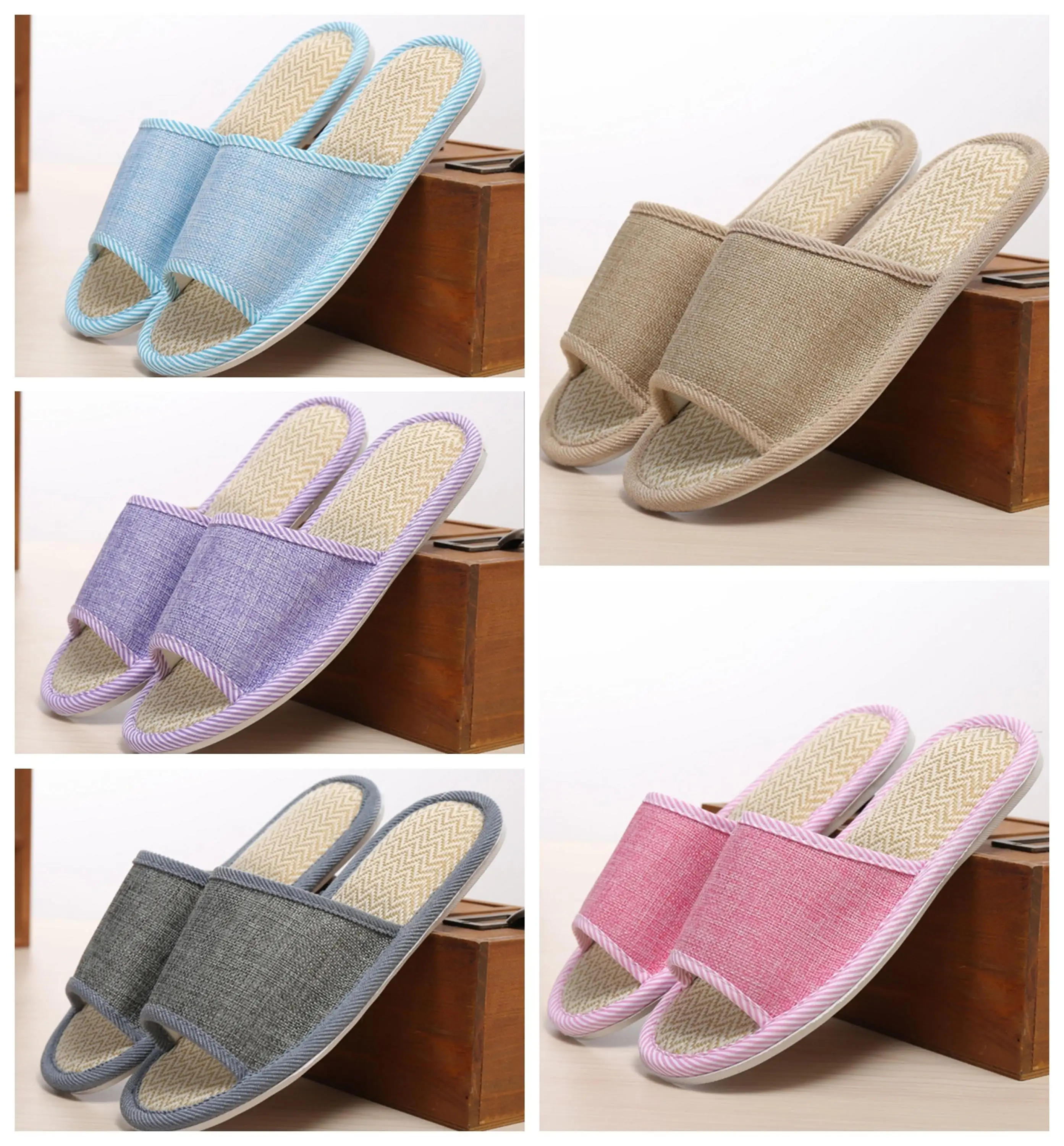 Simple Style Linen Quiet Indoor Slippers For Men And Women,Custom Slippers Antiskid Cotton Floor