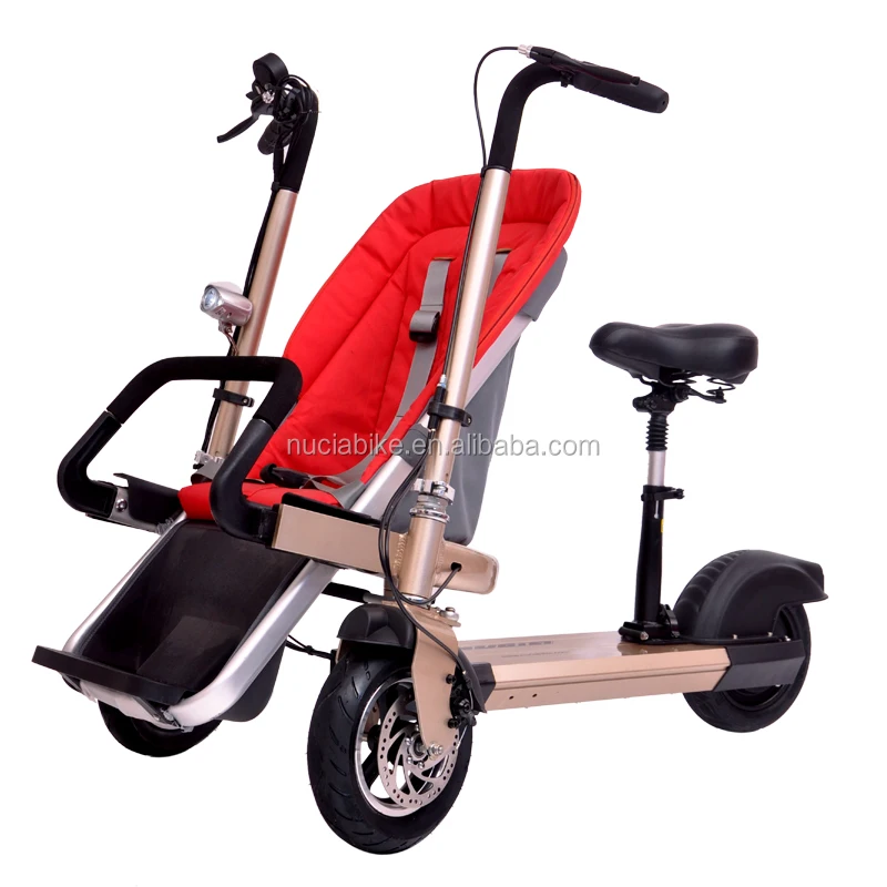 Electric folding outlet pushchair