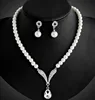 Simple Personality V-shaped Pendant Pearl Earrings Necklace Set