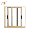 Oak solid wood color aluminum frame double glazing sliding window