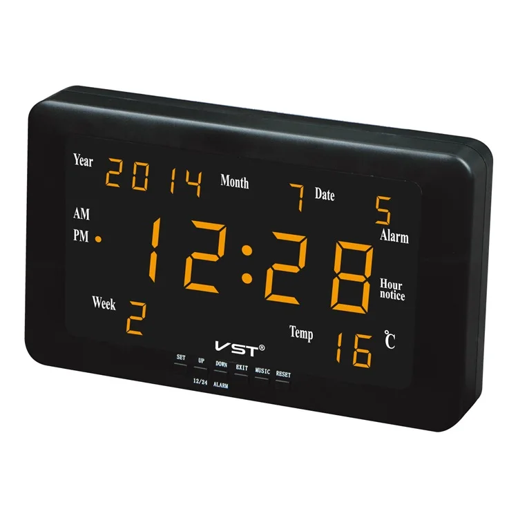 Novelty 1.8''/0.8'' Large LED Display Plastic Digital Calendar Wall Clock