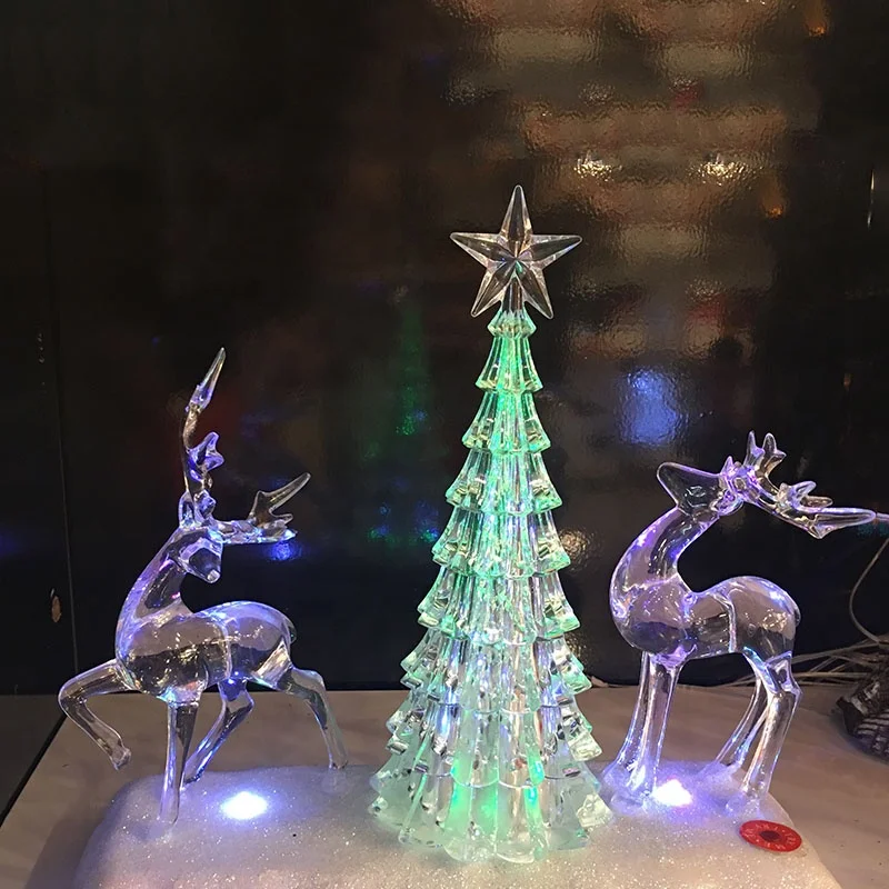 Musical Christmas Standing Led Deer Acrylic Figurines With Xmas Tree ...