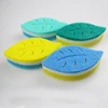 Four pieces leaf shaped kitchen cleaning sponge for dish washing