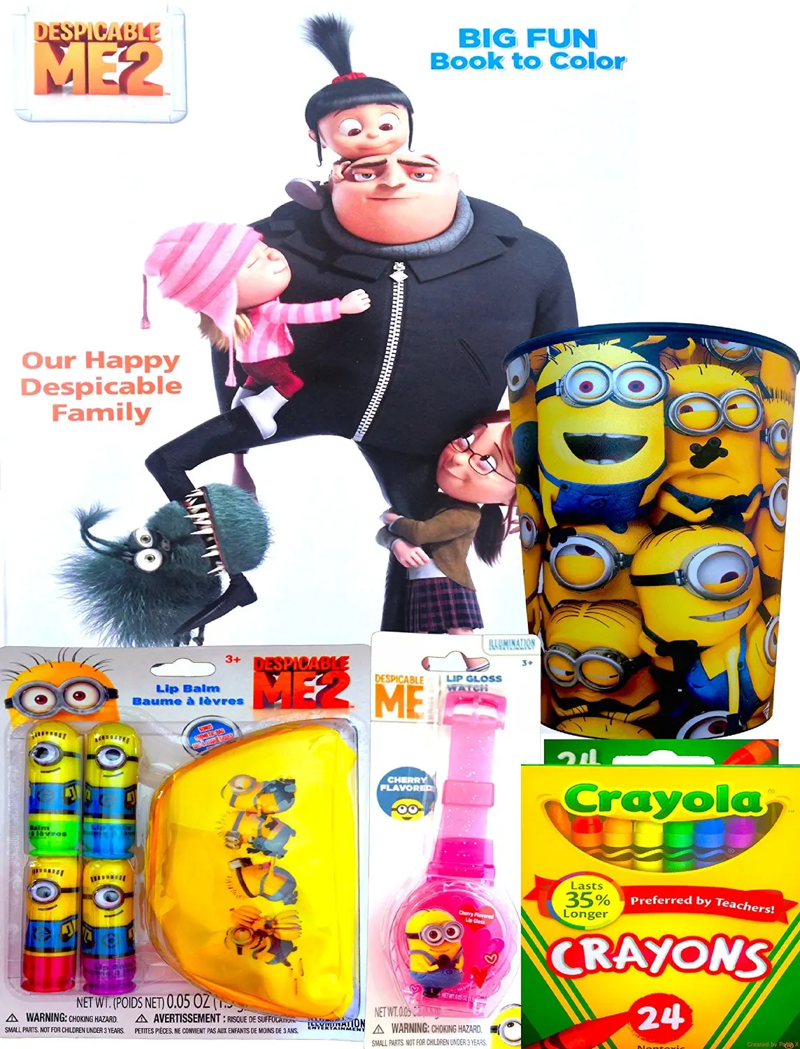 Download Buy Despicable Me Arts And Crafts Toys And Games Coloring Book With Crayons Includes Cute Regular Drinking Minion Cup With 4 Lip Balm And Storage With Bonus Lip Gloss Watch In