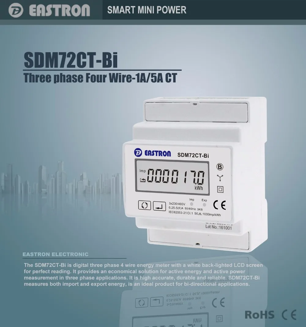 Sdm72ctbi 3 Phase Bidirectional Energy Meter,Class 1 Ct Operated Kwh