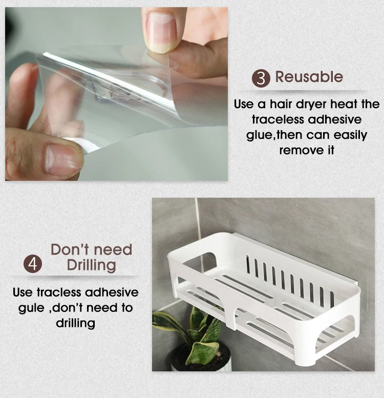 Shower Gel Holder Rectangle Wall Mounted Plastic Bathroom Rack Buy