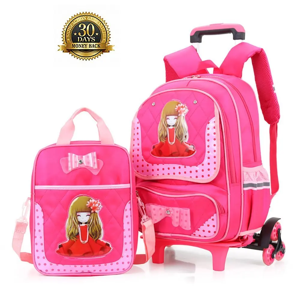 backpack rolling girl