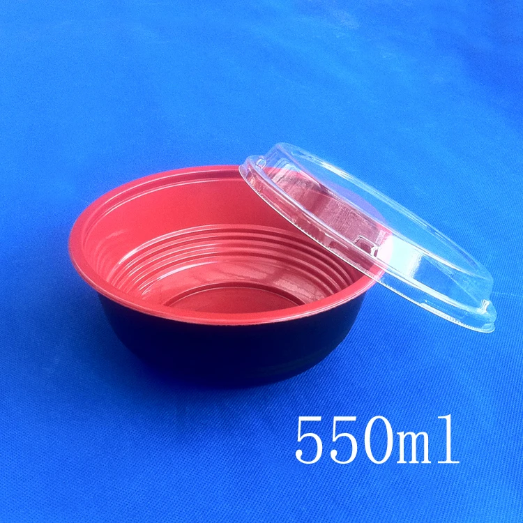 Bol À Soupe En Plastique Jetable,De 550ml Avec Couvercle,À Emporter