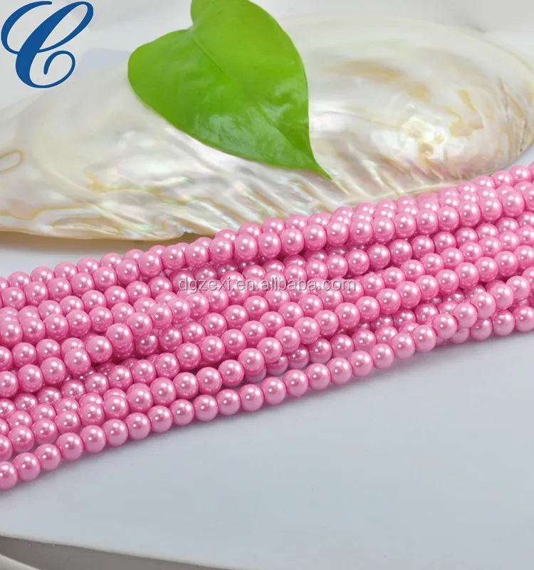 Pink color pearl strands