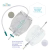 Medical urine leg bag three chamber fuzzy and non woven collection urinary drainage bag 750ml