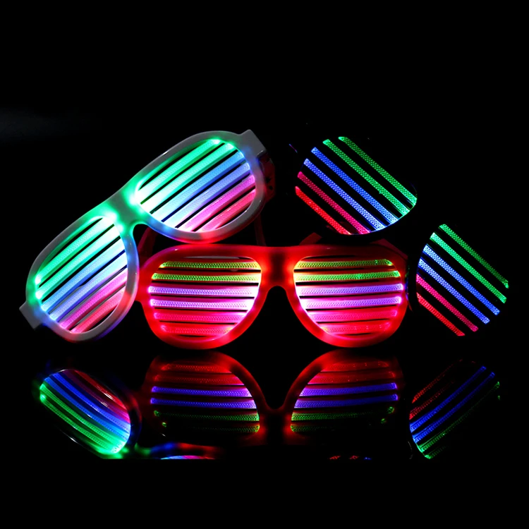 6 Color Light Up Plastic Shutter Shades Glasses Led Sunglasses for Adults and Kids Glow in Dark Party Supplies Rave Night Party Favors and Halloween Cosplay Appliance Originalidad 24 Pack LED Glasses & Kids Party Favors 