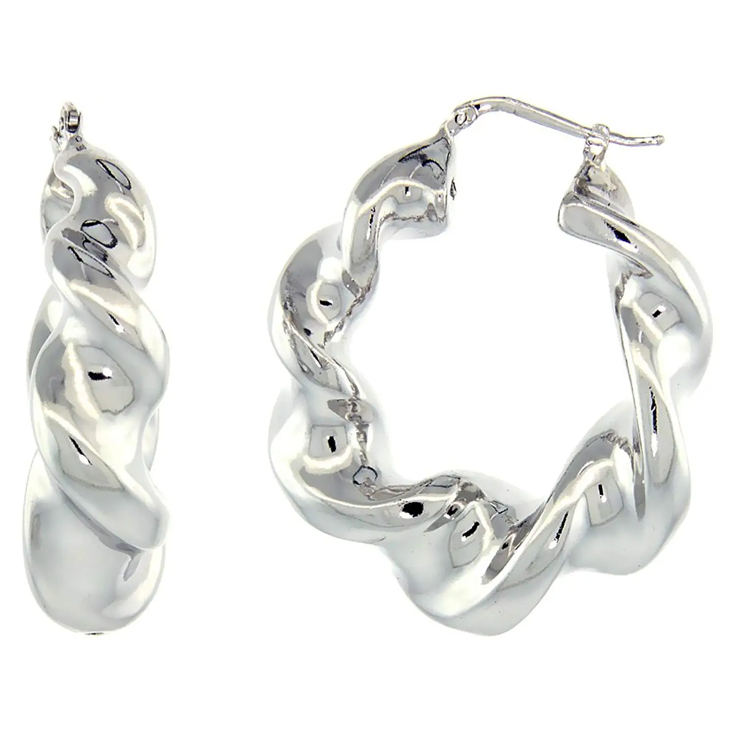 Italian Earrings Online Find Deals On Get Quotations Sterling Silver Italian Puffy Hoop Earrings Twisted Design W White Gold Finish 1 9