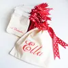 Durable printed cotton muslin bag with custom ribbon, tooth fairy kit muslin bag