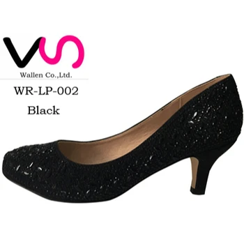 Elegant Black Women Dress Party Shoes 5cm Comfortable Heel In