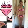 2016 New Multicolor Sexy Neoprene Bikini Set Women Push Up Swimsuit Underwire Swimwear Neon Bathing Suit