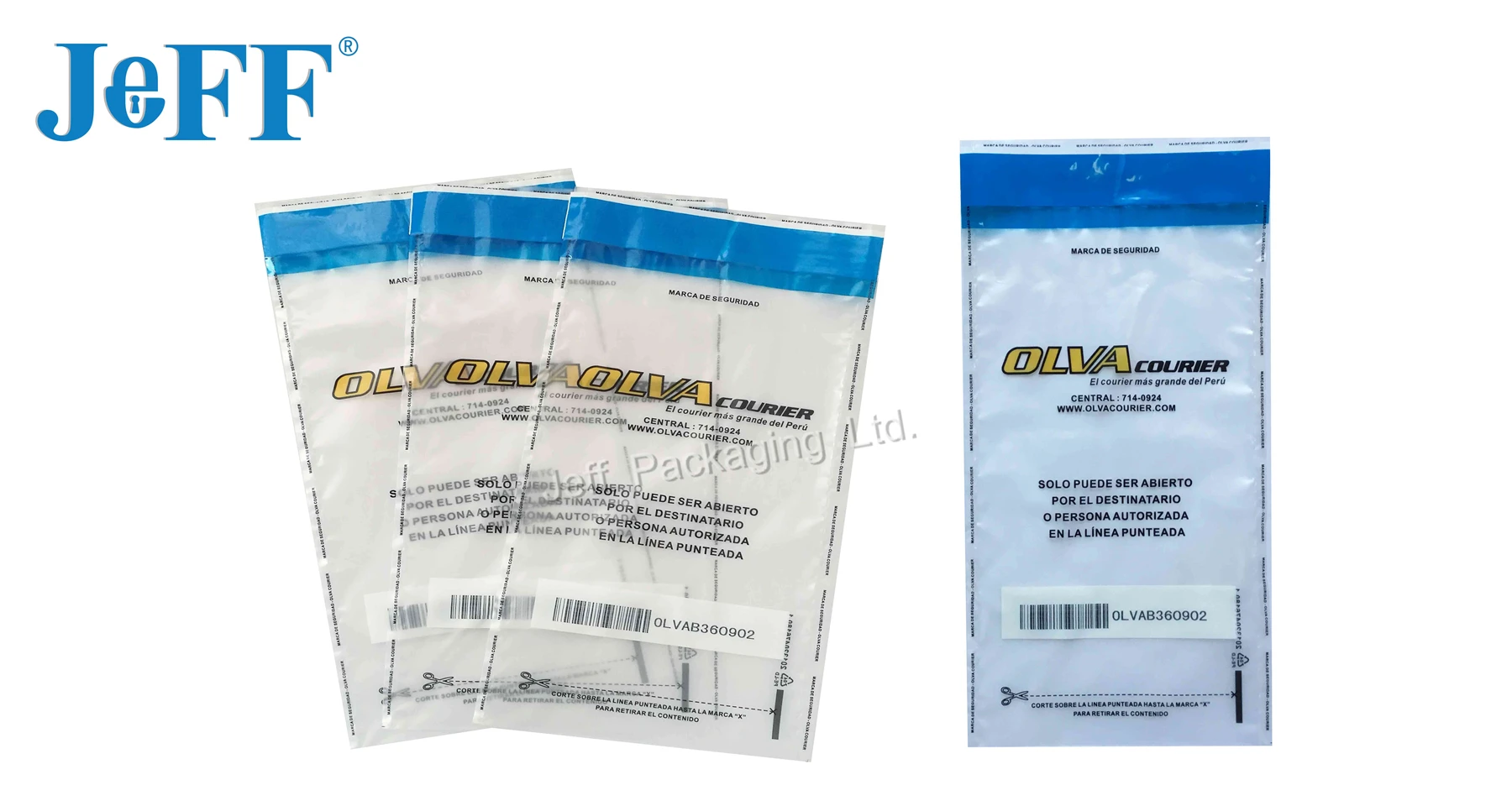 Customized design silver security level 3 transparent tamper proof courier bag