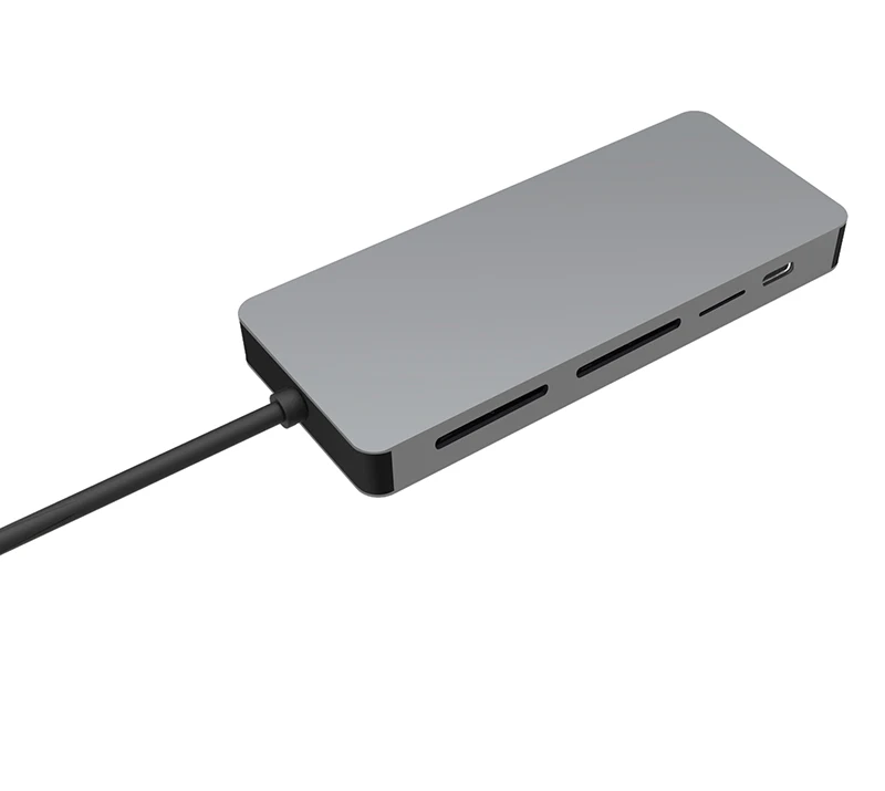 HYD-9845T Aluminium alloy 11 in 1Type c HUB with3.0 card reader 4k ultra HD PD charging 87W 5Gbps super speed data transmission - ANKUX.COM