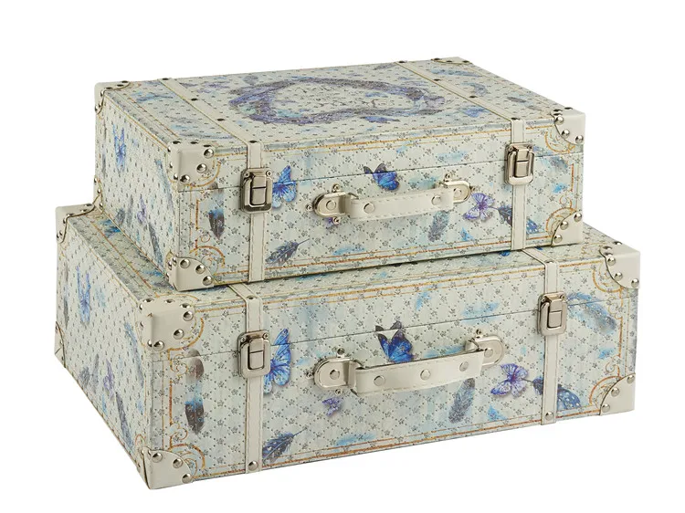 Vintage style retro printed butterfly suitcase for travel