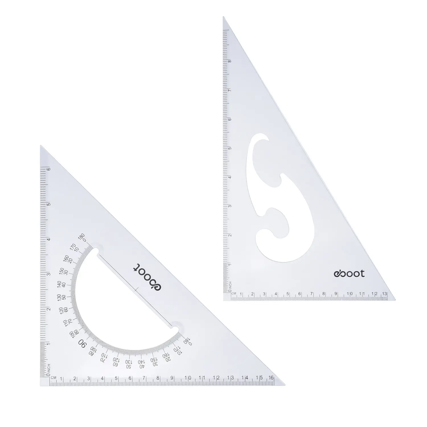 STUDENT TRIANGLE COMBO SET 10/" 30//60//90 8/" 45//45//90 WITH INKING BEVELED EDGE