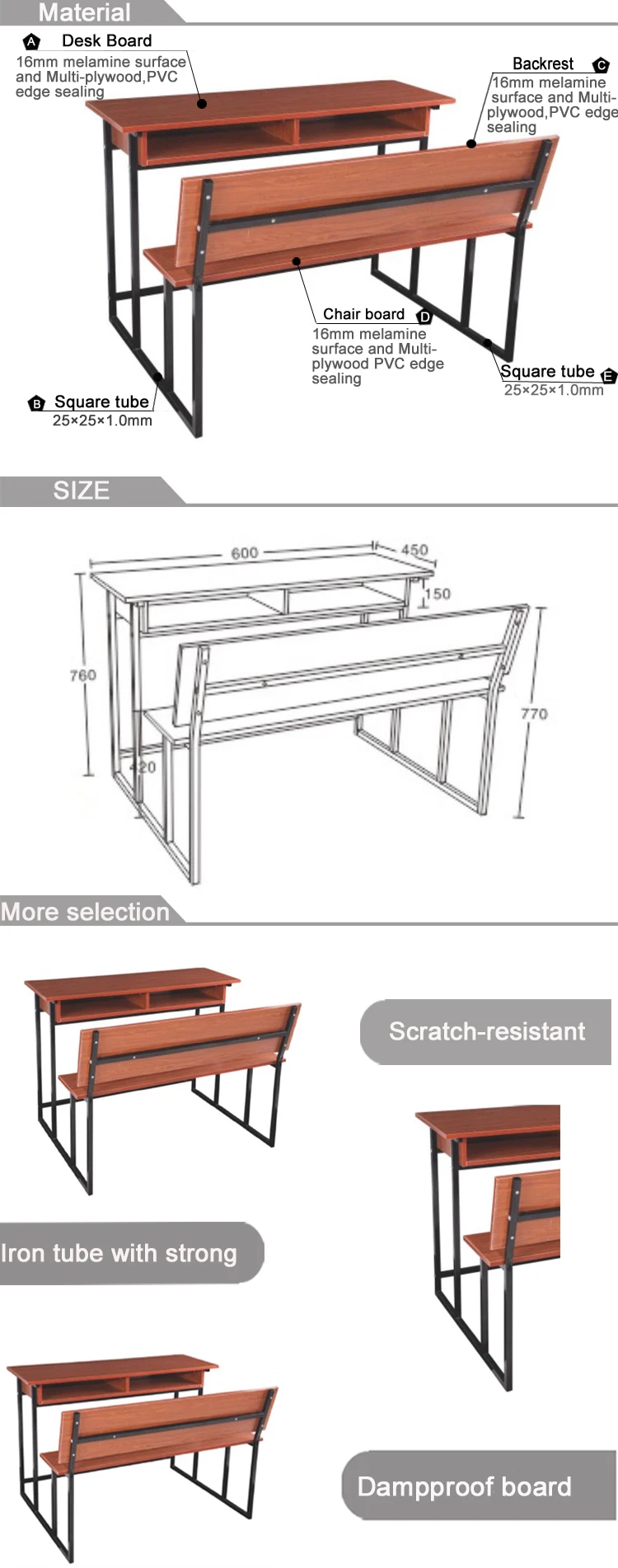 Modern Double Wooden Adult Desk Bench High School Table Bench Buy