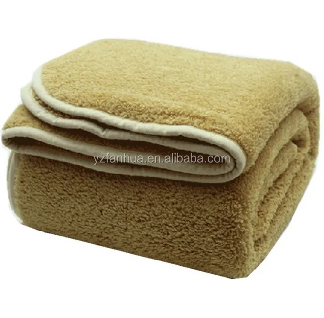 
100%polyester Sherpa Sheep Wool Natural Material fleece blanket 