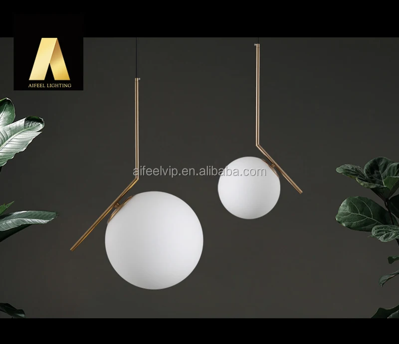 Luxury decorative gold metal round ball glass fancy hanging pendant lights for shop or living room