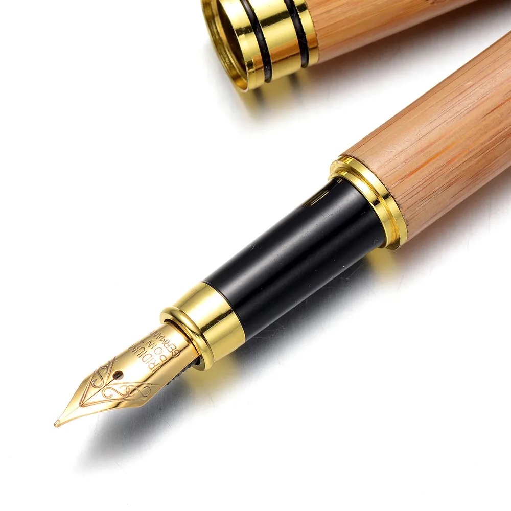 Eco Friendly Bamboo Fountain Pen Set With Bamboo Box Bamboo Fountain