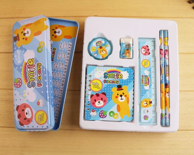 Low price creative kids cute gift stationery set with pencil case for student