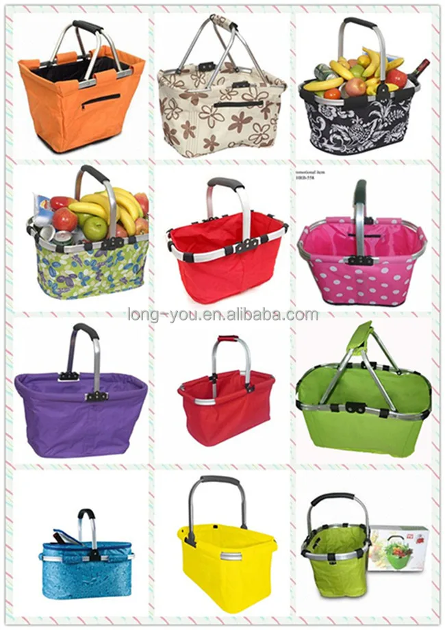Collapsible Folding Cloth Shopping Basket Canvas Supermarket Shopping