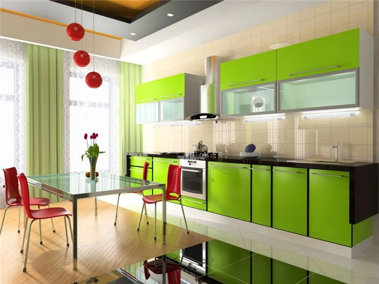 American style Simple design high gloss uv lacquer kitchen cabinets