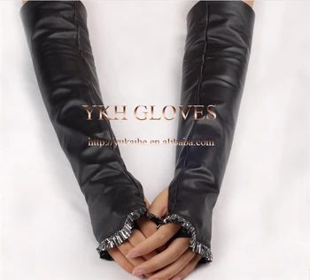 womens long leather sexy gloves Penis taction device