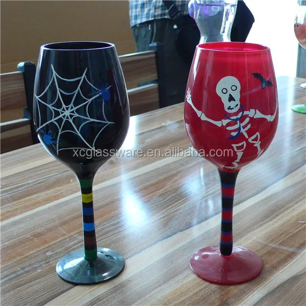 Handmade Glassware Manufacturer Sprayed Colorful Red Wine Glass