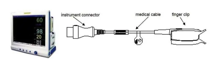 Compatible for Datascope:Accutorr 3 /Accutorr 4 Adult fingerclip spo2 sensor pulse probe oximeter sensor