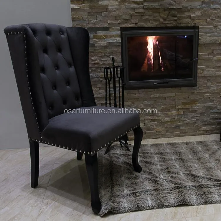Button Tufted Ring Back Dark Grey Velvet Wing Chairs For Dining Room Buy Wing Chairs Velvet Wing Chairs Grey Velvet Wing Chairs Product On Alibaba Com