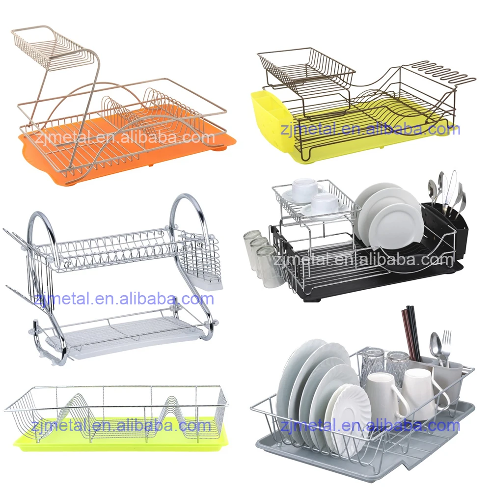 Large 2 Tier Modern Kitchen Chromeplated Dish Drying Rack With