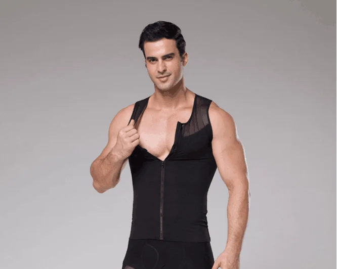 Mens Slimming Body Shaper Vest/T-Shirt With Zipper