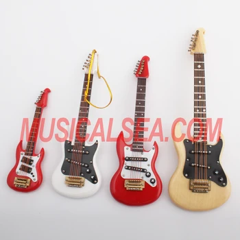 Miniature Guitar Musical Instrument Wooden Christmas Tree Ornament Hand Made Craft Miniature Guitar Musical Instrument Wooden Christmas Tree Ornament Hand Made Craft