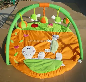 Orange Tortoise Baby Gym Mat Baby Play Mat With Hanging Toys