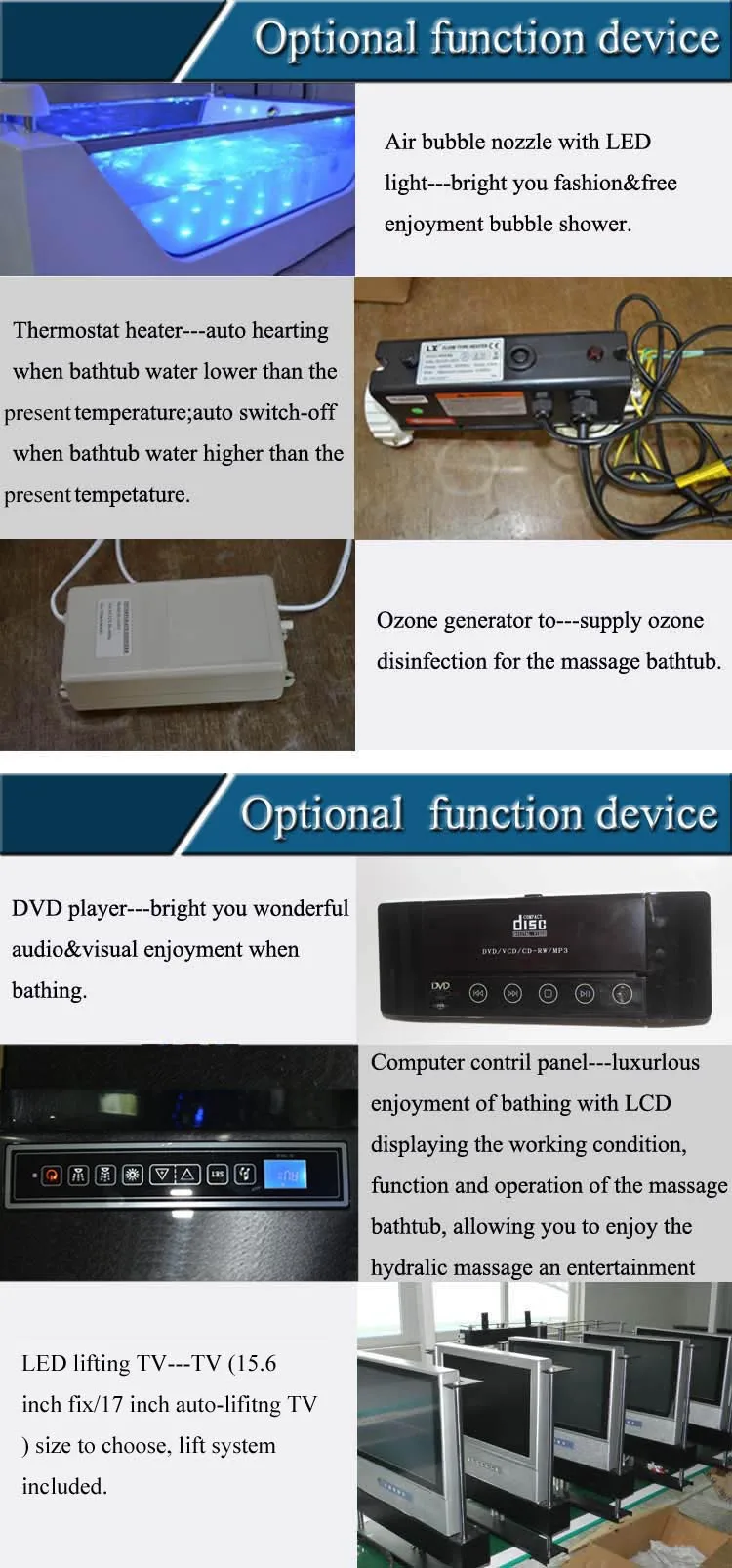 Double Jet Whirlpool Bathtub With Tv,Black Whirlpool Acrylic Bathtub