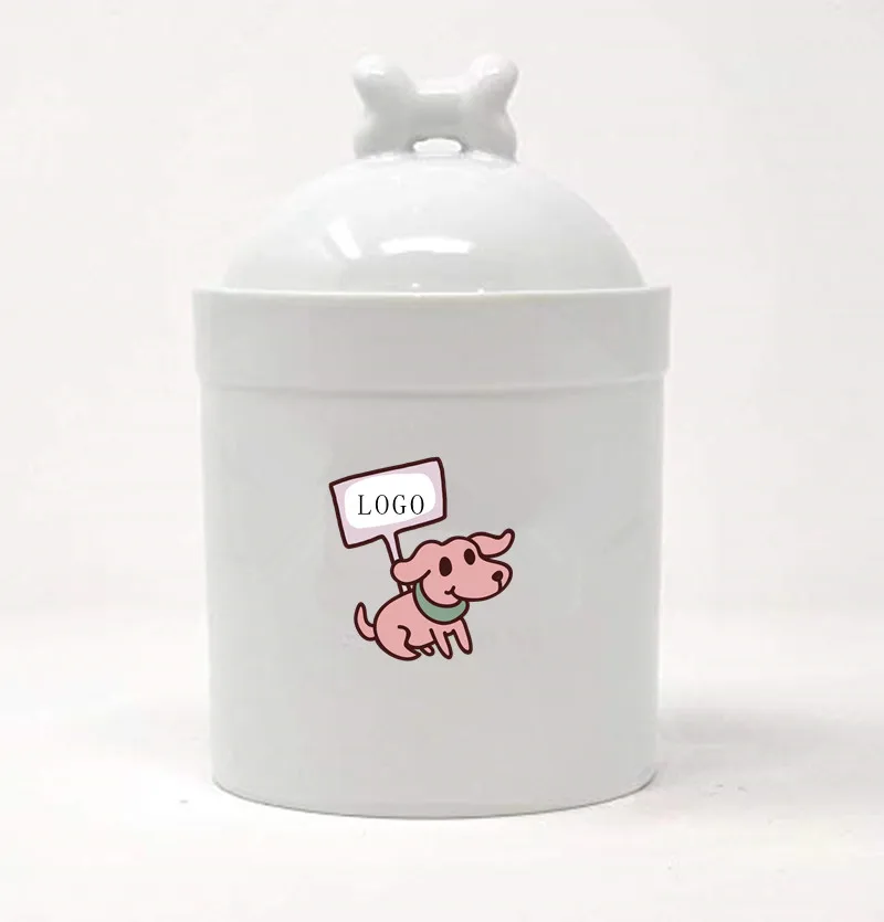 Customized Ceramic Pet Food Storage Container Dog Biscuit Treat Jar