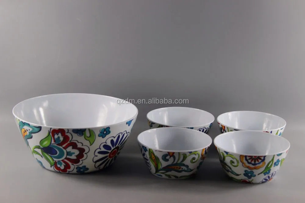 7 Piece Melamine Salad Bowl With Salad Spoon And Fork Whole Salad Set
