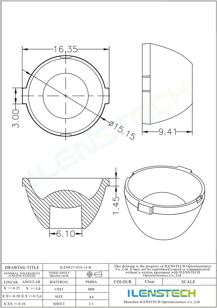1 watt high power chip led lens 15 degree 14mm led optical lens with holder