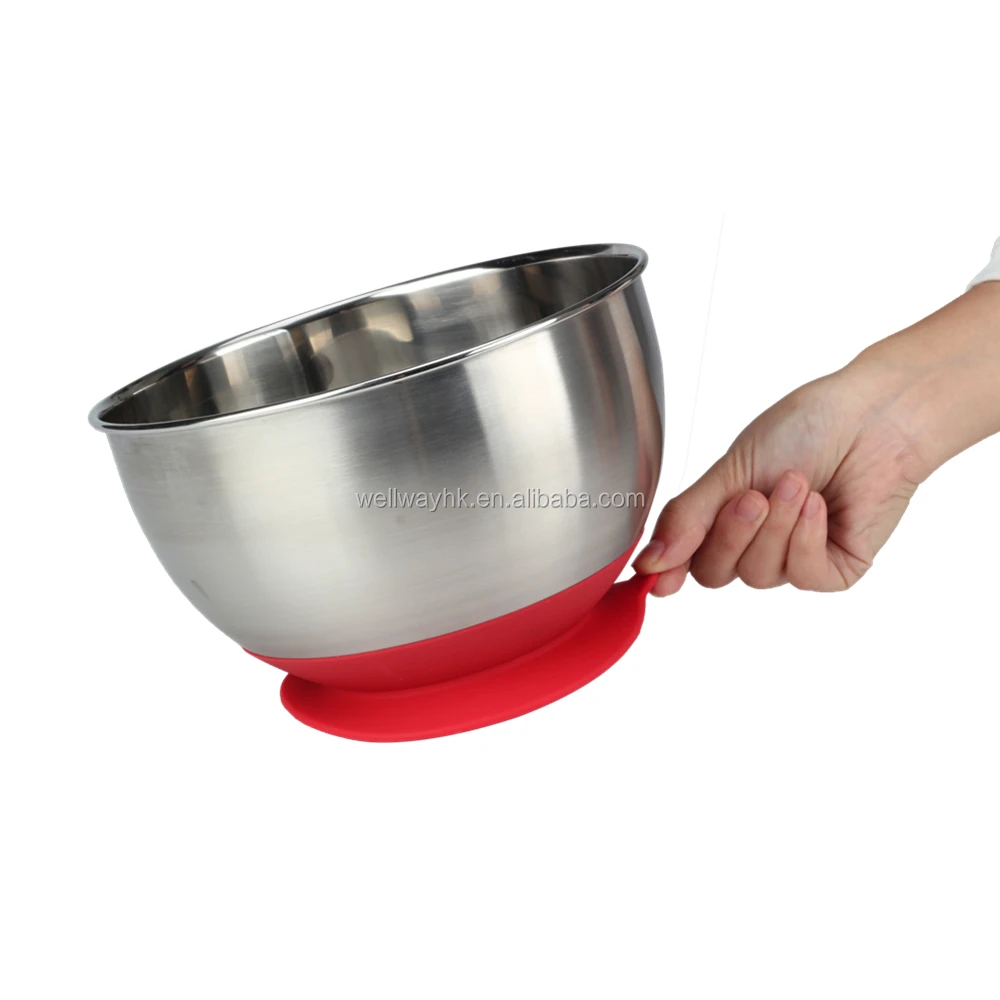 Stainless Steel Mixing Bowl With Nonslip Silicone Suction Base For