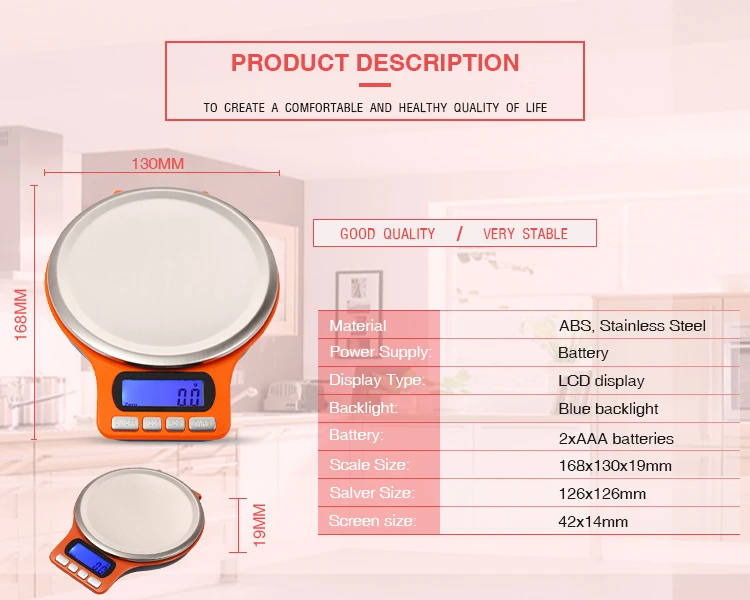 The Factory Patent Product Bright Color Stainless Steel Kitchen Help Scales 1000gx0.1g