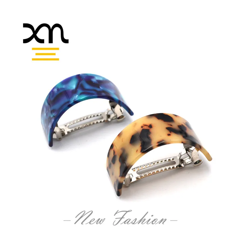 French Style Acetate Round Hair Barrette Clip In Bulk Plastic Acrylic