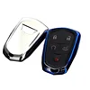 Silver Silica Gel Automatic Car Key Case Cover, Remote Key Shell Protection Key For Cadillac ATS-L CT6 XTS XT5 CTS SRX ESCALADE