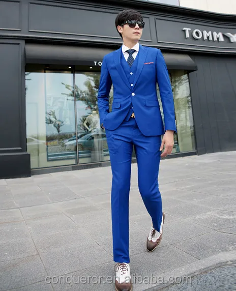 Men Unique Taste Royal Blue Dress Suits - Buy Men 3 Piece Blue Suits ...