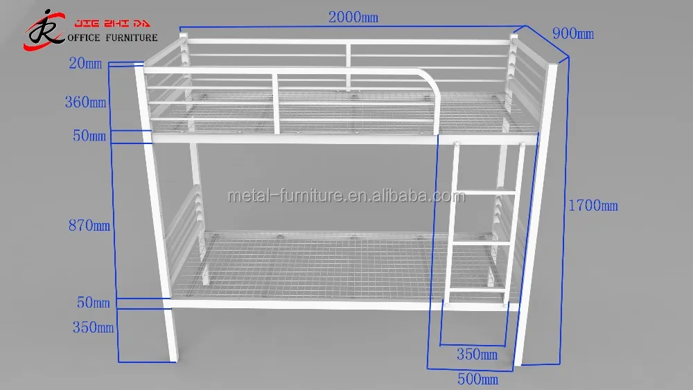 Heavy Duty Steel Metal Black Bunk Bed Used Durable Metal Bunk Bed Hotel