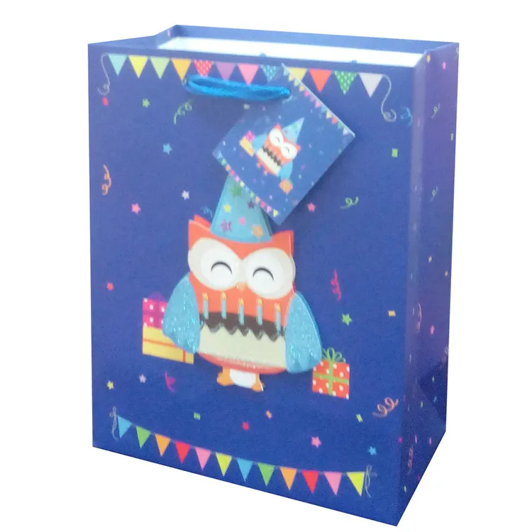 China Manufacturers Red Festive Cartoon Animal Contracted White Lining Shopping Gift Bags
